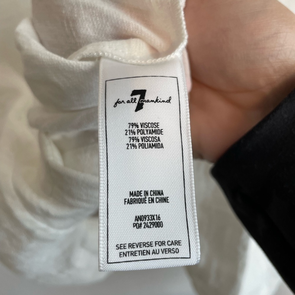7 For All Mankind Womens Short Sleeve Lace Up  Flutter Top White XS Peasant - Picture 7 of 8